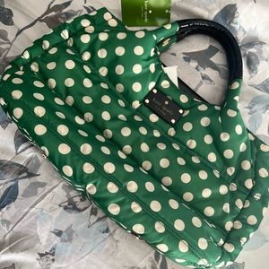 Kate Spade green/white polka
dot handbag